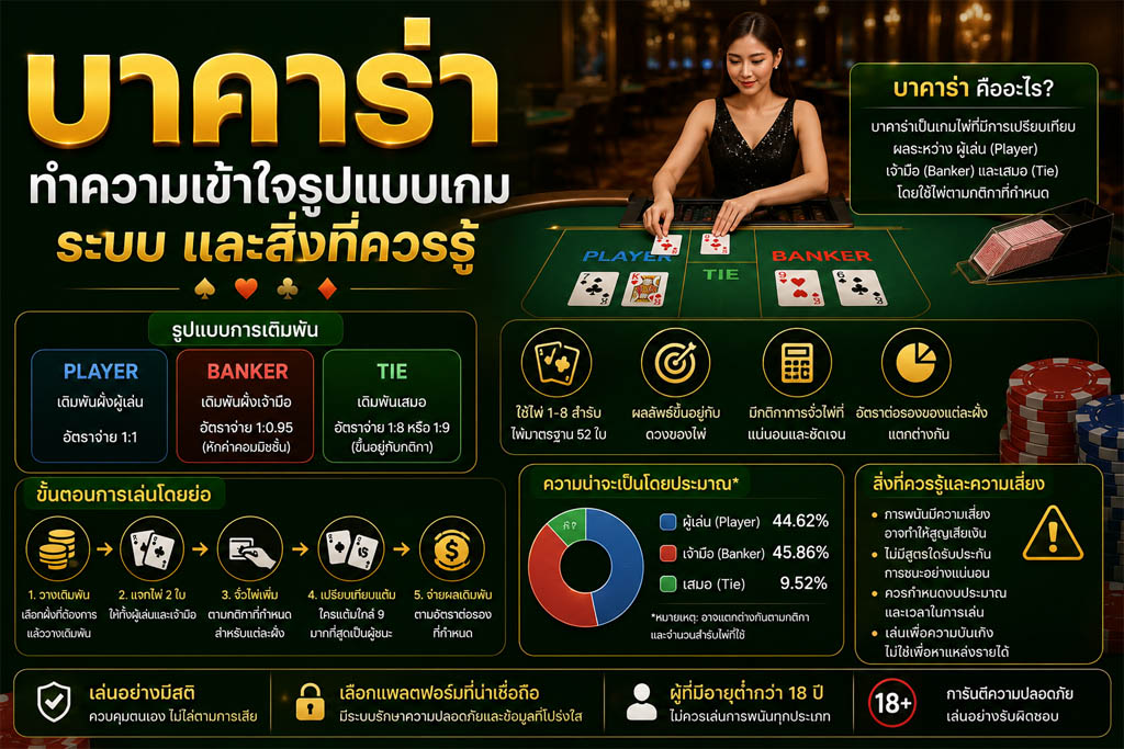 Read more about the article บาคาร่า: ทำความเข้าใจรูปแบบเกม ระบบ และสิ่งที่ควรรู้